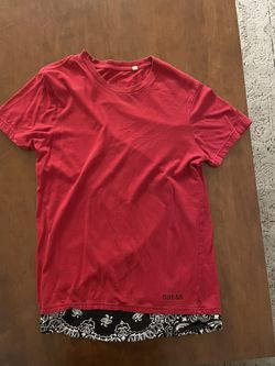 Red Guess Shirt Black Bandana Trim