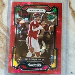 NFL Panini Cleveland Browns Dillon Gabriel Red Cracked Ice Prizm Insert Rookie