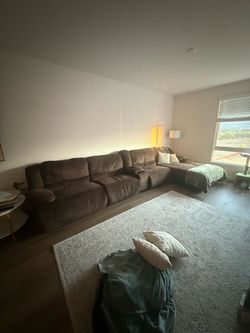 Brown Microfiber Electric Reclining Sectional Sofa with Chaise