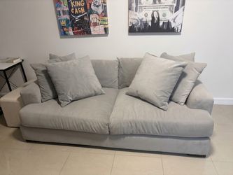 86" Z Gallerie Light Grey Velvet Sofa - Excellent Condition