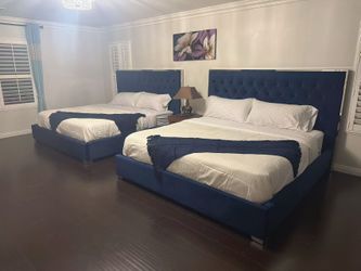 King-size bed and mattress set—like new, used for two months (bedding not included).