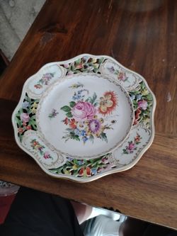 Vintage carl theme recticulated Dresden floral plate 8.5"