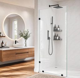 Fixed Shower Glass Panel 36 x 80 inch Shower Screen Matte Black