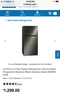 LG 23.8-cu ft Top-Freezer Refrigerator with Ice Maker (Fingerprint-Resistant Black Stainless Steel)