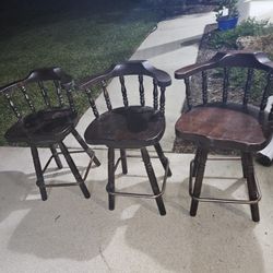 3 Counter Stools, Solid Wood