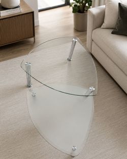 Modern 2-Tier Glass Coffee Table with Chrome Legs