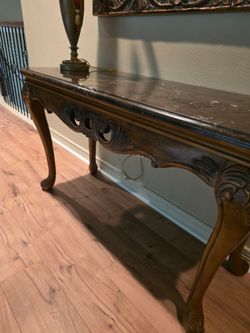 Marble top console table L52xW9xH31