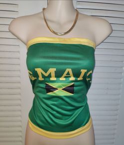New 🇯🇲 JAMAICA Flag Sleeveless Tube Top Size Large  Color Green & Yellow