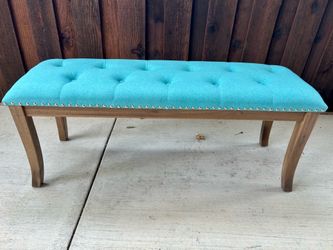 New 44" Tufted Upholstered Bedroom Bench,Padded Bench with Nailhead Trim & Solid Wood Legs,Blue