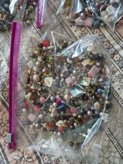 Bags of assorted beads, findings etc