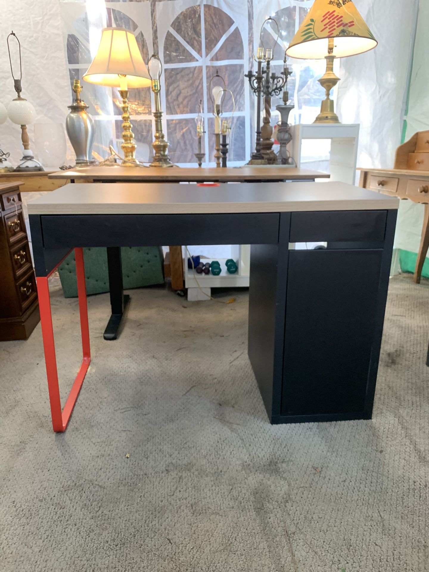 Black Red Desk IKEA Micke Style $80 OBO! {ch}