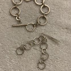 Silver Matching Bracelet And Earrings 