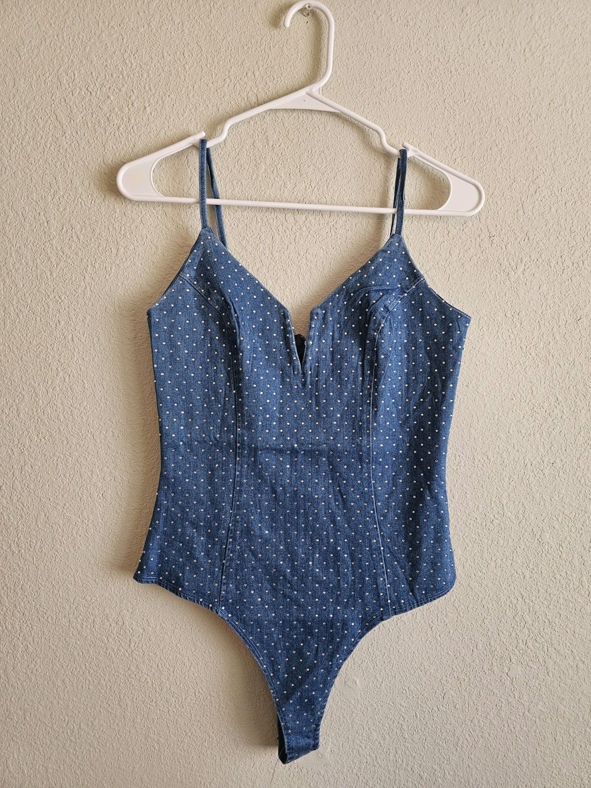 Blashe Denim Rhinestone Bodysuit