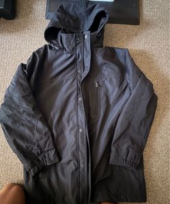 cold weather jacket black removable hood double inner zipper