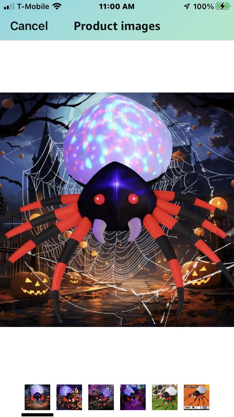 GOOSH 8 FT Width Halloween Inflatable Spider Outdoor Decoration with Magic Light, Blow Up Yard Inflatables Holiday Inflatables for Outdoor Yard Garden