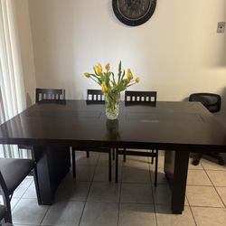 Modern Dark Wood Dining Table