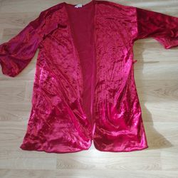 Secret Treasures Red Velour Short Sleeve Robe