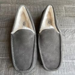 Ugg Men's Ascot Suede Wool Slip On Loafer Slipper Sz 8 USA CHARCOAL Color