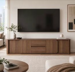 Walnut Brown TV Stand Entertainment Center