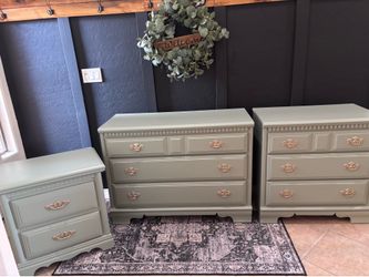 💚 dresser set green nightstand drawers bedroom cajonera sage baby nursery guest room kids childs children Bassett
