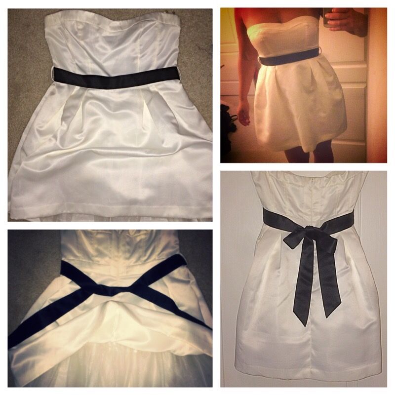 White satin strapless dress
