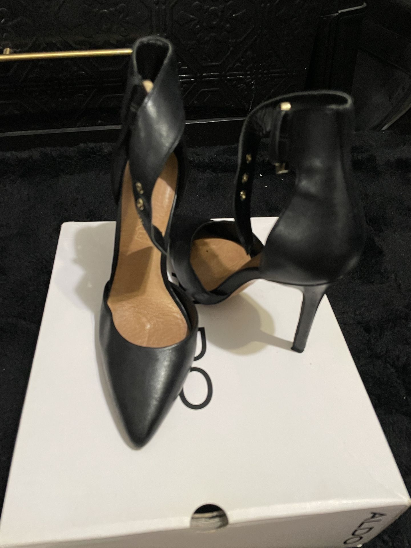 Black Heels With Gold Buckle