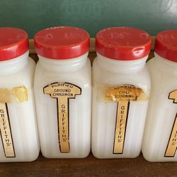 Vintage Milk Glass Spice Jars