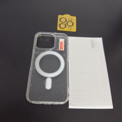 iPhone 16 Pro clear case and temporary glass