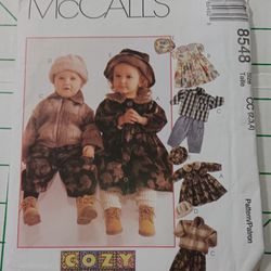 McCalls Cozy Togs Kids  Sewing Pattern