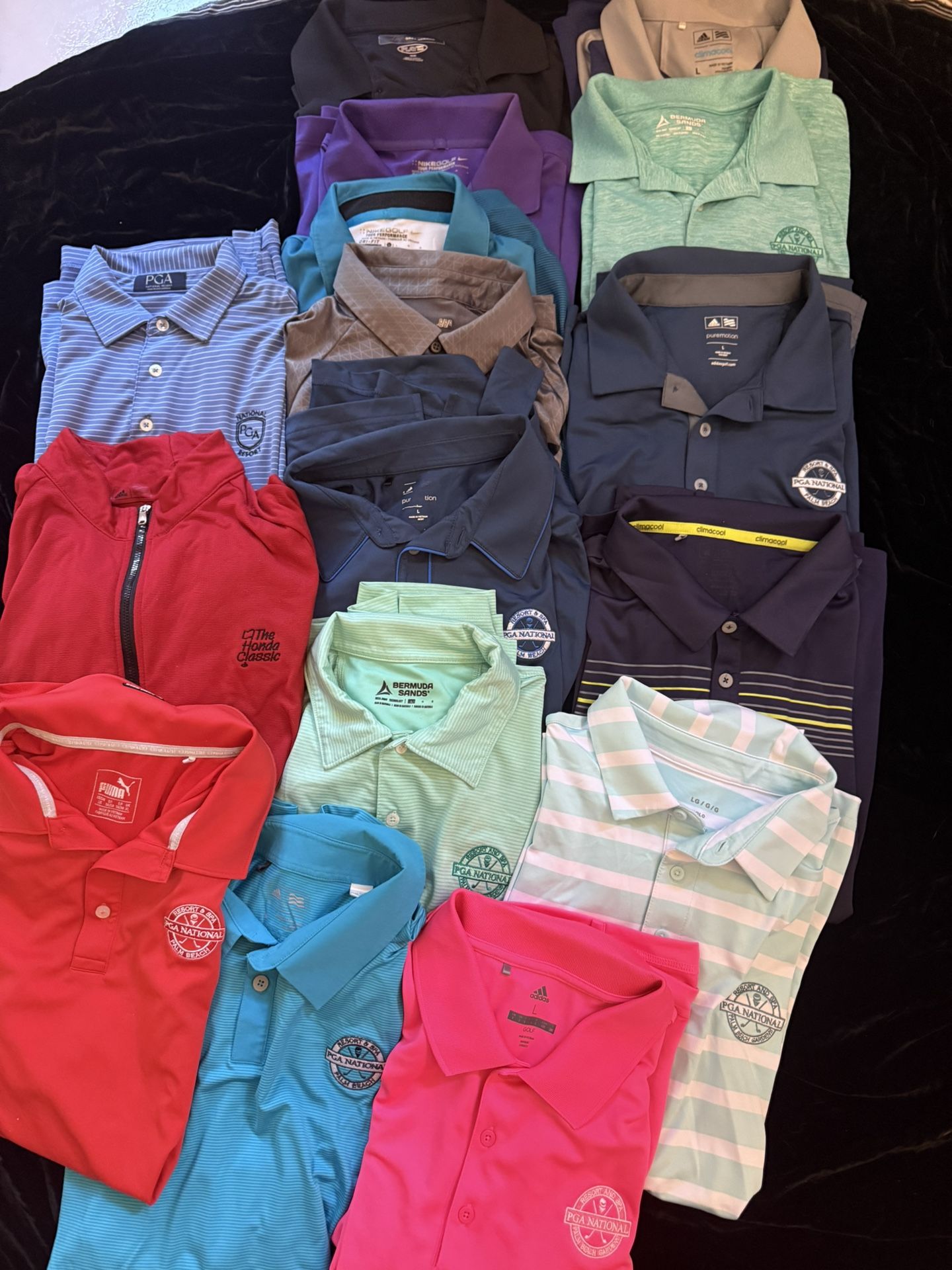 16 Men’s Golf Tops – Adidas, Nike, Under Armour, Greg Norman – Size Large