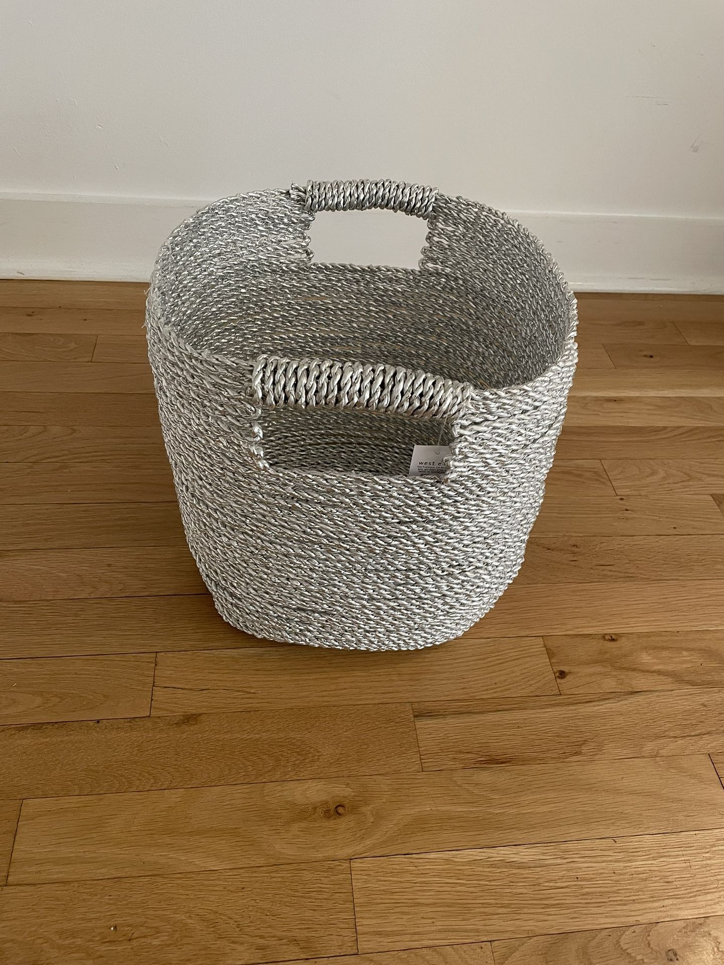 West Elm Silver Metallic Weave Basket