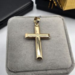 14kt Gold Two Tone Cross Pendant Dije de Cruz Dos Oros 14kt