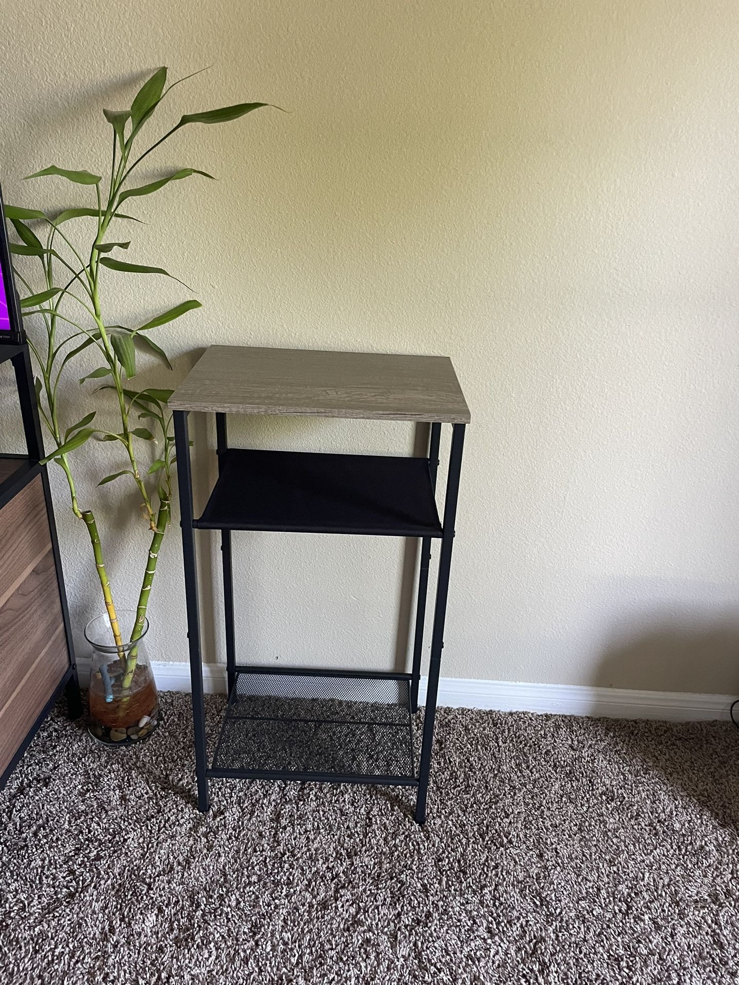 3 Tier End Table, Telephone Table, Tall Side Table With Storage, Small Nightstand For Small Spaces, Metal Frame, For Living Room, Bedroom, Sofa Couch,