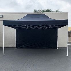 (New in box) $170 Heavy Duty EZ Pop-up Canopy 10 x 15 FT with (1 Sidewall, Carry Bag) White or Black