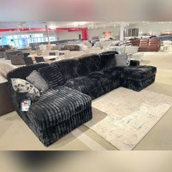 MIDNIGHT-MADNESS ONYX 3 PIECE DOUBLE CHAISE SECTIONAL