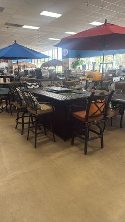 Elizabeth Dual Fire Pit Bar Height Table (Barstools Sold Separately) 