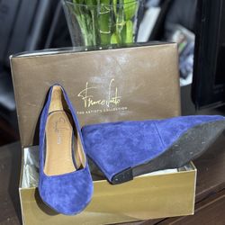 Franco Satro The Artists Collection  Blue suede platform pumps 