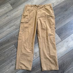 St. John's Bay Cargo Pants Brown/Tan Sz Large Stretch Hiking Outdoor Side Zipper