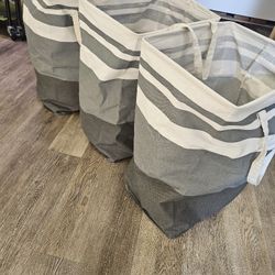ToteTastic 3-Pack Laundry Basket, Freestanding＆Waterproof Laundry Hamper, Collapsible Tall Clothes Hamper with Easy Carry Handles for Clothes, Towels＆