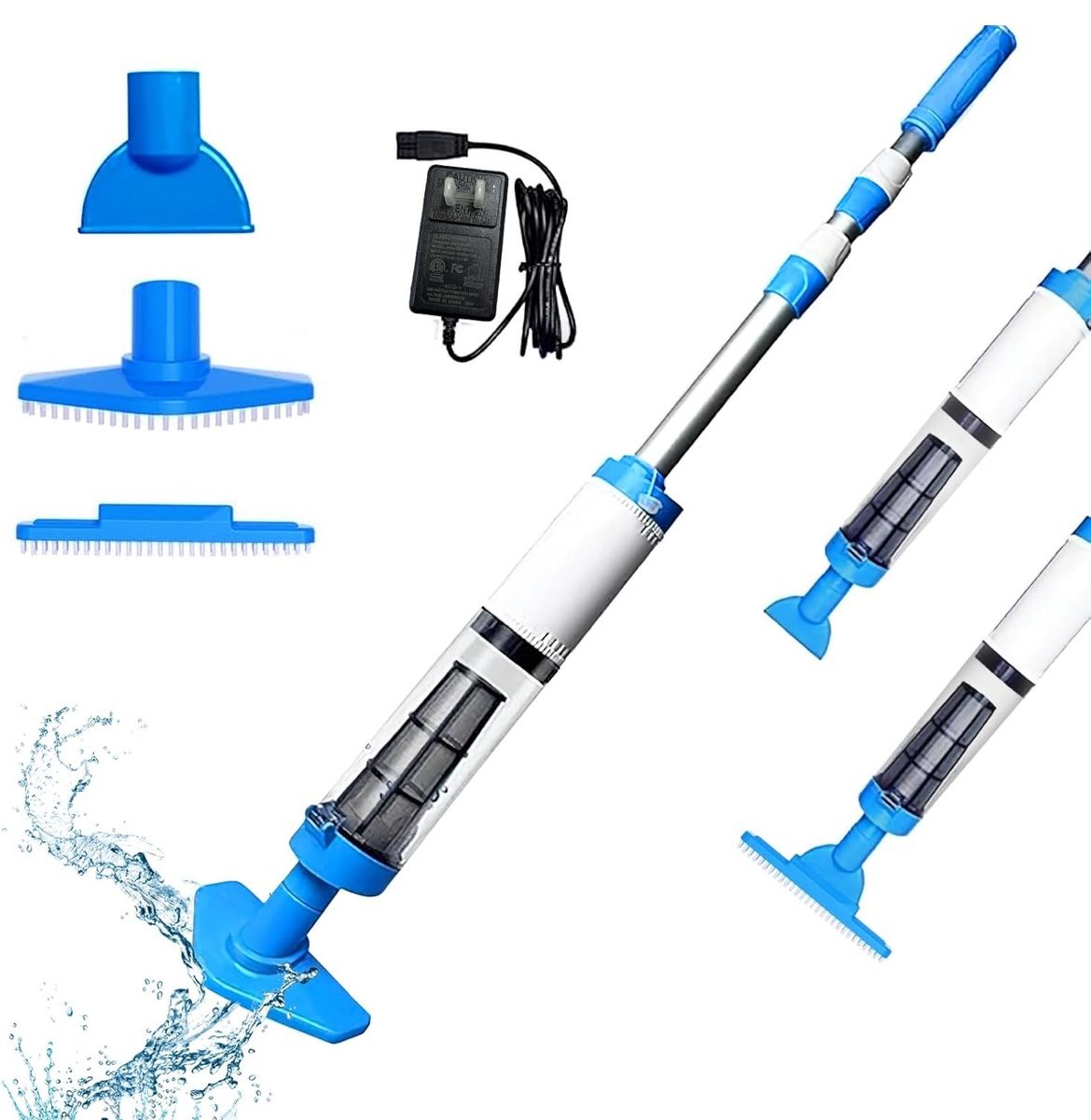 *NEW* Rechargeable Swimming Pool Cleaner for Inground Pools and Hot Tubs, Telescopic Pole Handheld