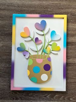 Rainbow Heart Flowers 3D Wall Art