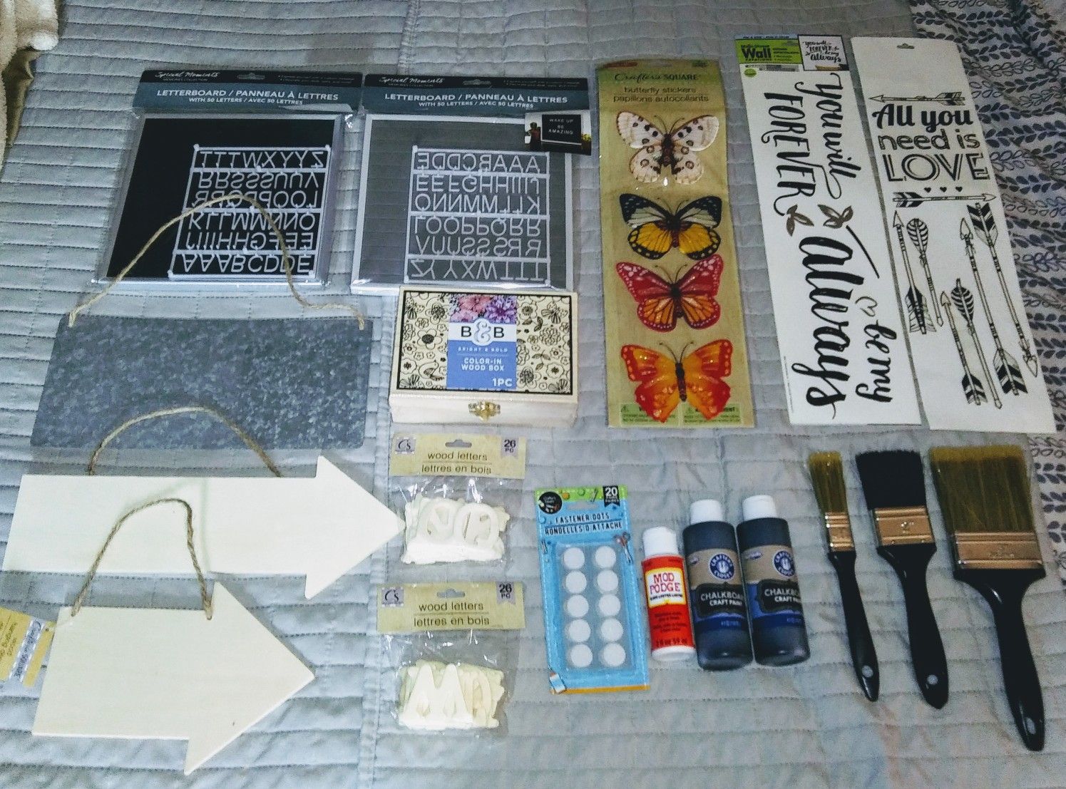 All Nwt's 18 Piece Crafting Lot & 2 Nwt's LetterBoards
