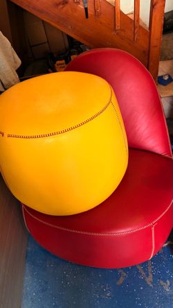 Steel case Red Leather Accent Lounge Chair