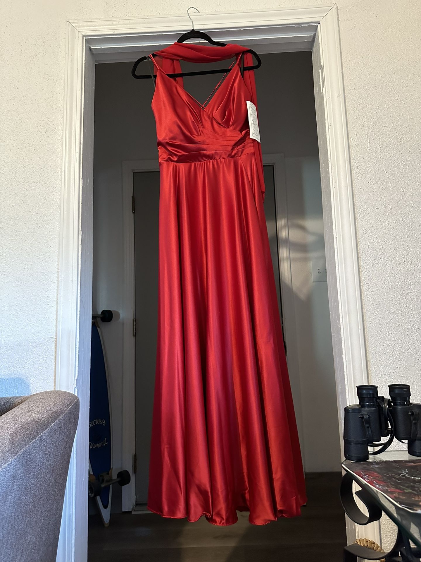 Red Flowing Gown