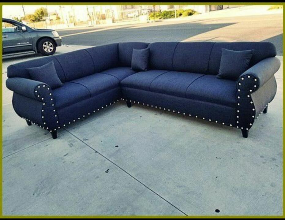 NEW 7X9FT ELITE BLACK FABRIC SECTIONAL COUCHES