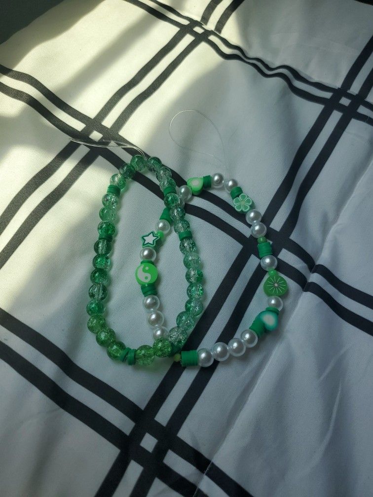 2 Green Phone Charms