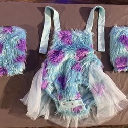 Baby Girl Blue Monster Furry Romper Tutu Dress (New)