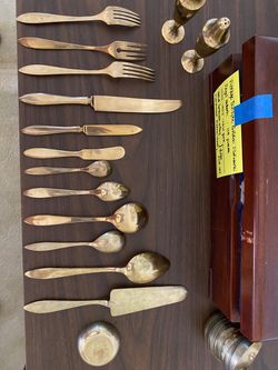 Vintage 108 piece Dirilyte Flatware Golden Dining Collection.