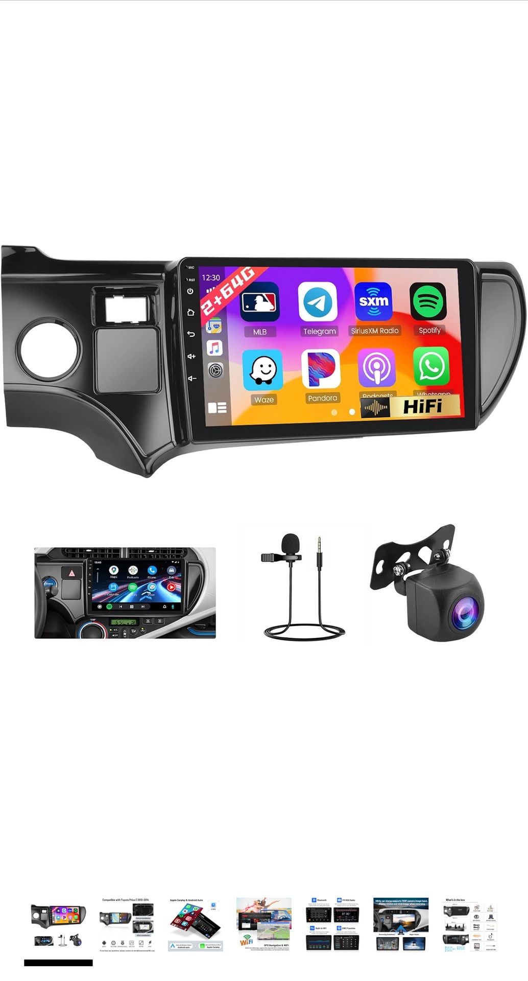 Upgrade Android 15 Car Radio for Toyota Prius 2012-2014: 2G+64G Car Stereo with Wireless Carplay Android Auto HiFi, 9 inch Touch Screen with Bluetooth