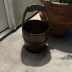 Vintage Primitive Wood And Metal Bucket.